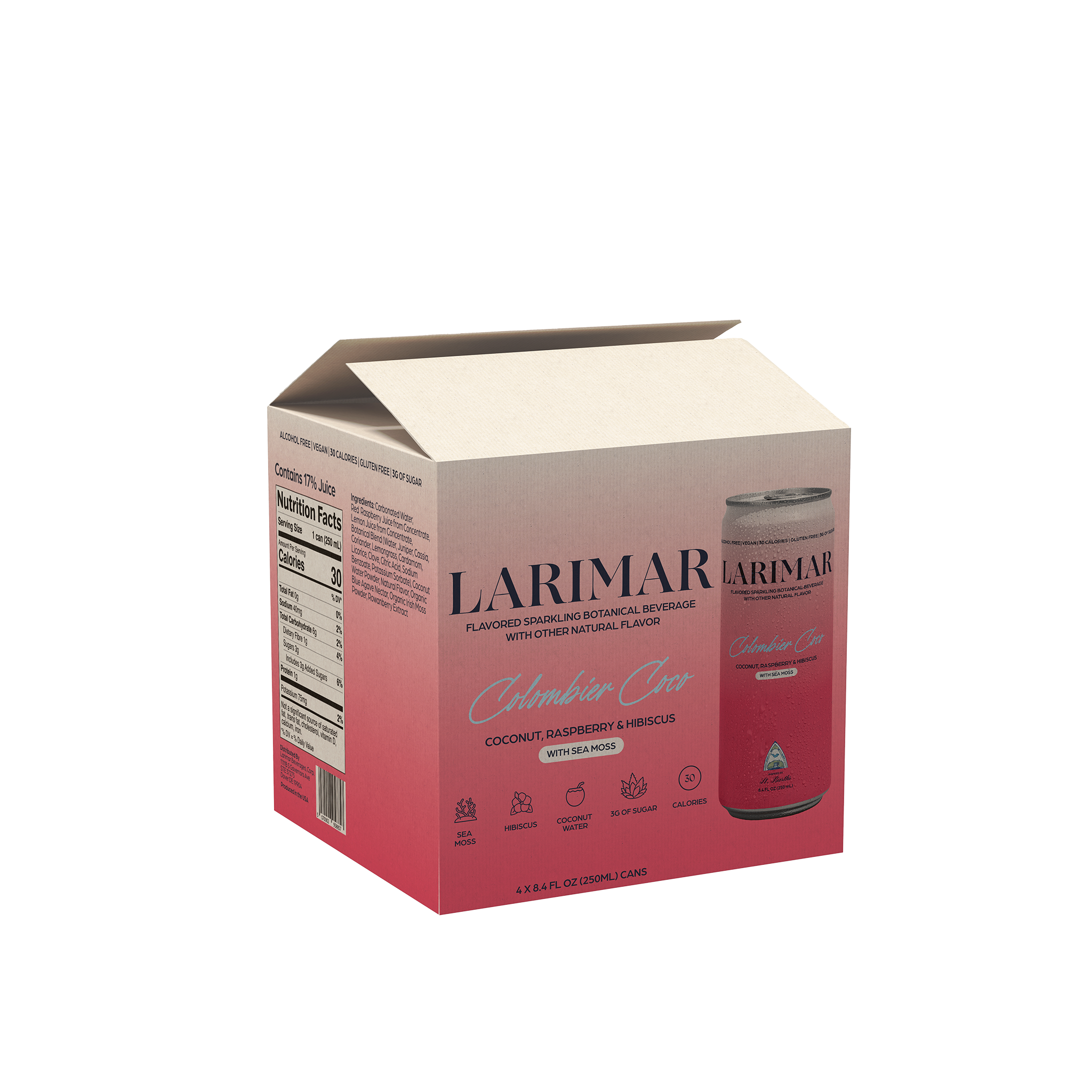 Larimar Colombier Coco packaging on a transparent background