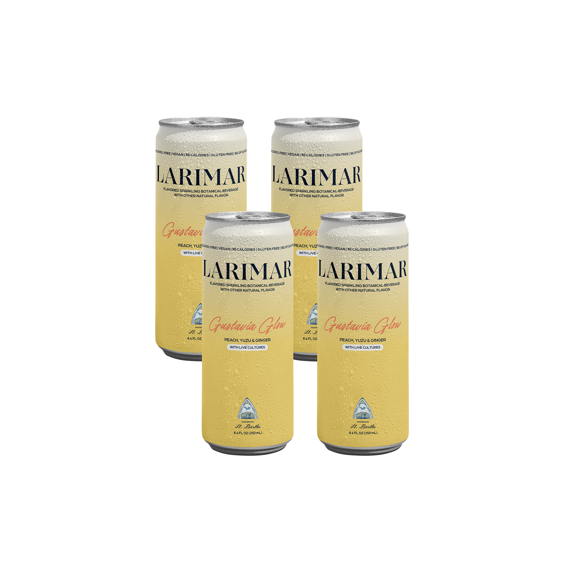 Larimar Gustavia Glow cans on a blank background